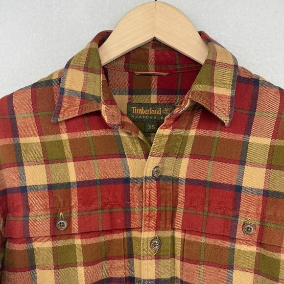Timberland Other - TIMBERLAND Shirt Mens XS Heavy Brushed Flannel Plaid Lumberjack Button Up Red
